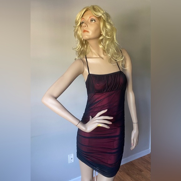 Mesh Ruched Mini Dress - Picture 2 of 4